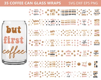 Can Glass Wrap Bundle, Coffee Can Glass Wrap svg, Coffee Can Glass Wraps, Coffee Full Wrap,Glass Coffee Cup, Iced Coffee,Libbey Glass Bundle
