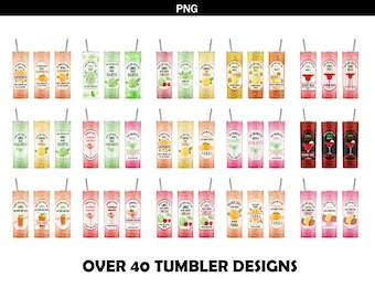 Mega Bundle When Life Gives You Lemons Limes Sublimation Design, 20oz Skinny Tumbler, Vodka, Mojitos, Margarita, Bloody Mary, Orange Juice