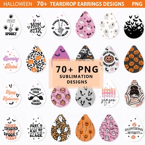 Halloween Teardrop Earring Sublimation Bundle, Halloween Earring Png, Horror Earrings, Horror PNG, Spooky Earrigs Png, Halloween Sublimation