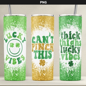 Patrick's Day Sublimation Design PNG Patrick's Day PNG Sublimation Tumbler 20oz Green Irish Lucky Vibes Tumbler PNG St Tumbler Design St