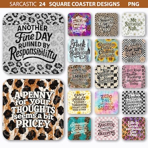 Sarcastic Square Coasters, Sarcastic Cup Coaster png, Sarcasm Png, Funny Cup Coaster Designs, Coaster Sublimation, Leopard Cheetah Buffalo