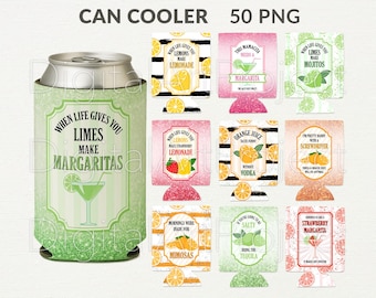 Porta-latas sublimado PNG, Quando a vida te dá limões PNG, Designs de porta-cerveja, Porta-latas de neoprene, Porta-latas PNG, Capa de lata divertida