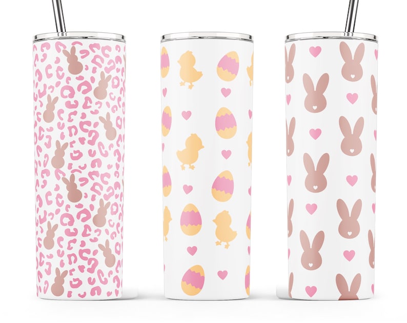 Easter Tumbler 20oz Bundle, Bunny Tumbler, Bunnies Tumbler, Easter Sublimation, 20oz Skinny Tumbler Design, Peeps Tumbler PNG, Easter PNG image 5