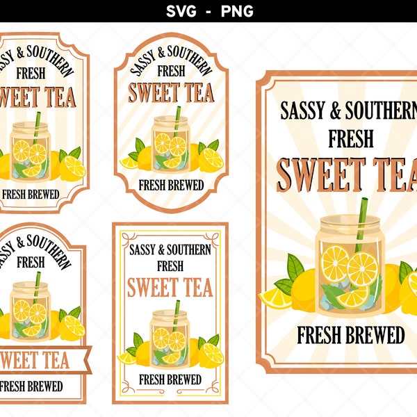 Sassy And Southern Fresh Sweet Tea png, Sassy And Southern Fresh Sweet Tea, Make Sweet Tea png, Tea Label, Fresh Brewed Tea svg png