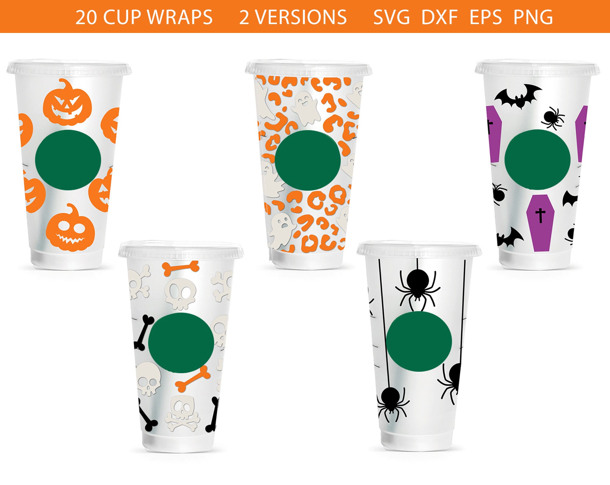Halloween Cup Wrap Svg Bundle Halloween Svg Pumpkin Svg - Etsy