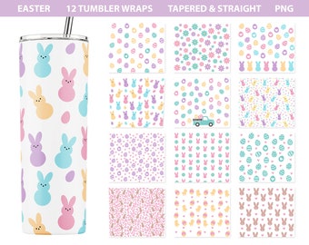 Easter Tumbler 20oz Bundle, Bunny Tumbler, Bunnies Tumbler, Easter Sublimation, 20oz Skinny Tumbler Design, Peeps Tumbler PNG, Easter PNG