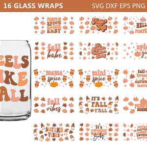 Can Glass Wrap Bundle, Fall Can Glass Svg, Its Fall Yall, Gnomes svg, Pumpkin svg, 16 oz libbey glass, Halloween svg, Fall svg, Autumn SVG
