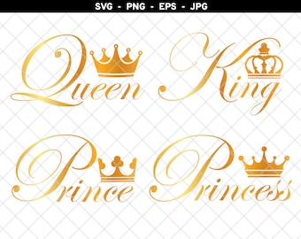 King Queen Family svg png dxf, Prince Princess svg png dxf, Royal Family svg, Crown svg