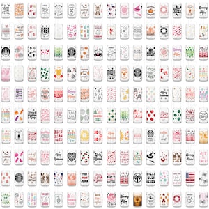 May include: A collection of 100 different designs for sublimation on aluminum beverage cans. The designs feature a variety of themes, including holidays, seasons, and everyday sayings. The designs are in a variety of colors and styles.