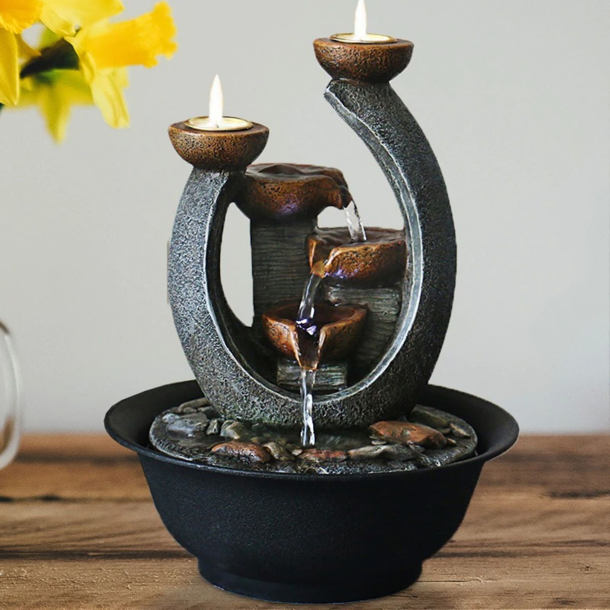 Indoor/Outdoor Water Fountain With Candle Stick Water Etsy