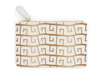 Mini Clutch 6.3" x 4" Gold Wave Greek Key