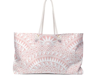 A Tote Weekender Bag - Pink Greek Design