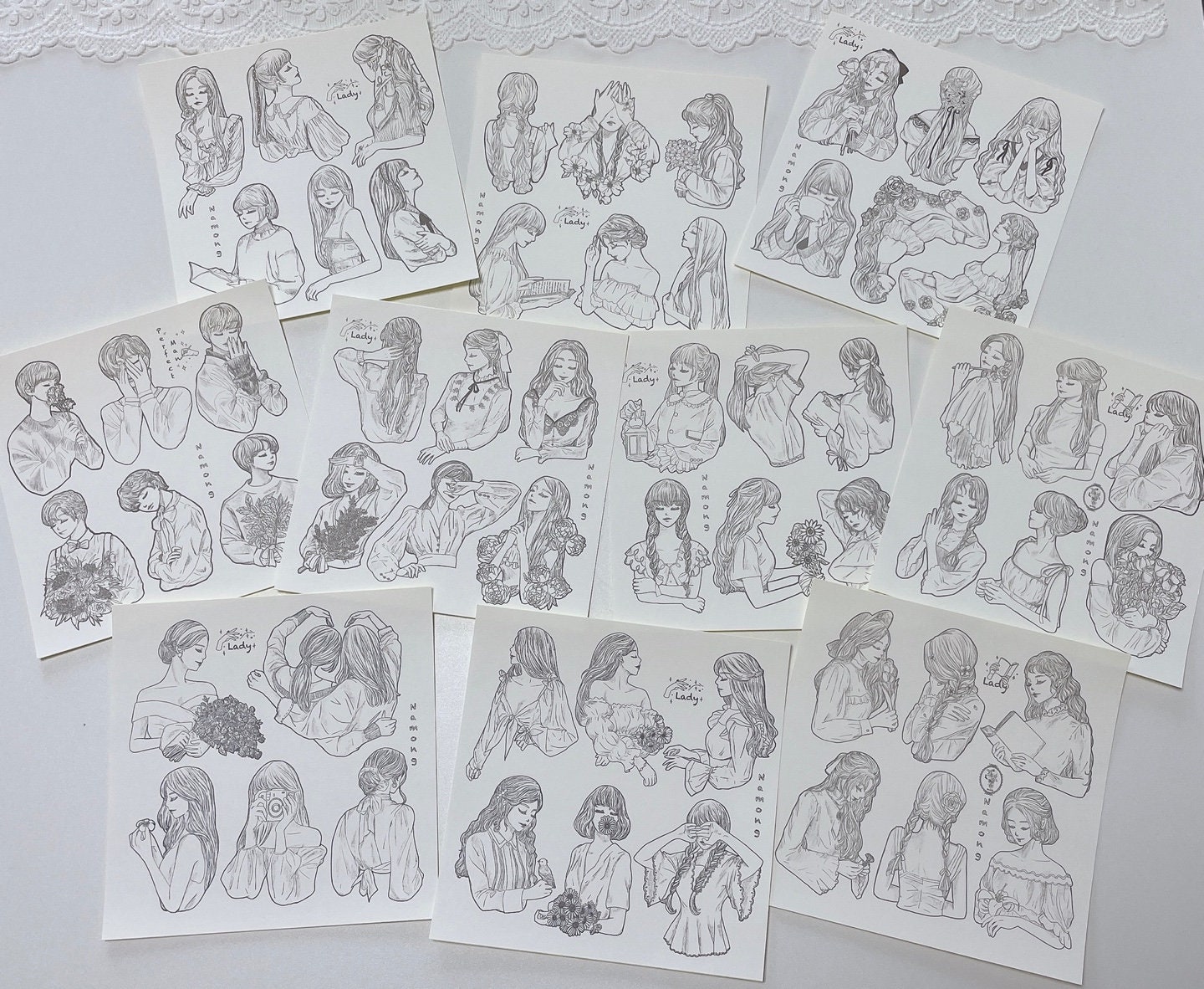 Namong Lady Sticker Set l Set of 10 Sheets l Individual Sheets