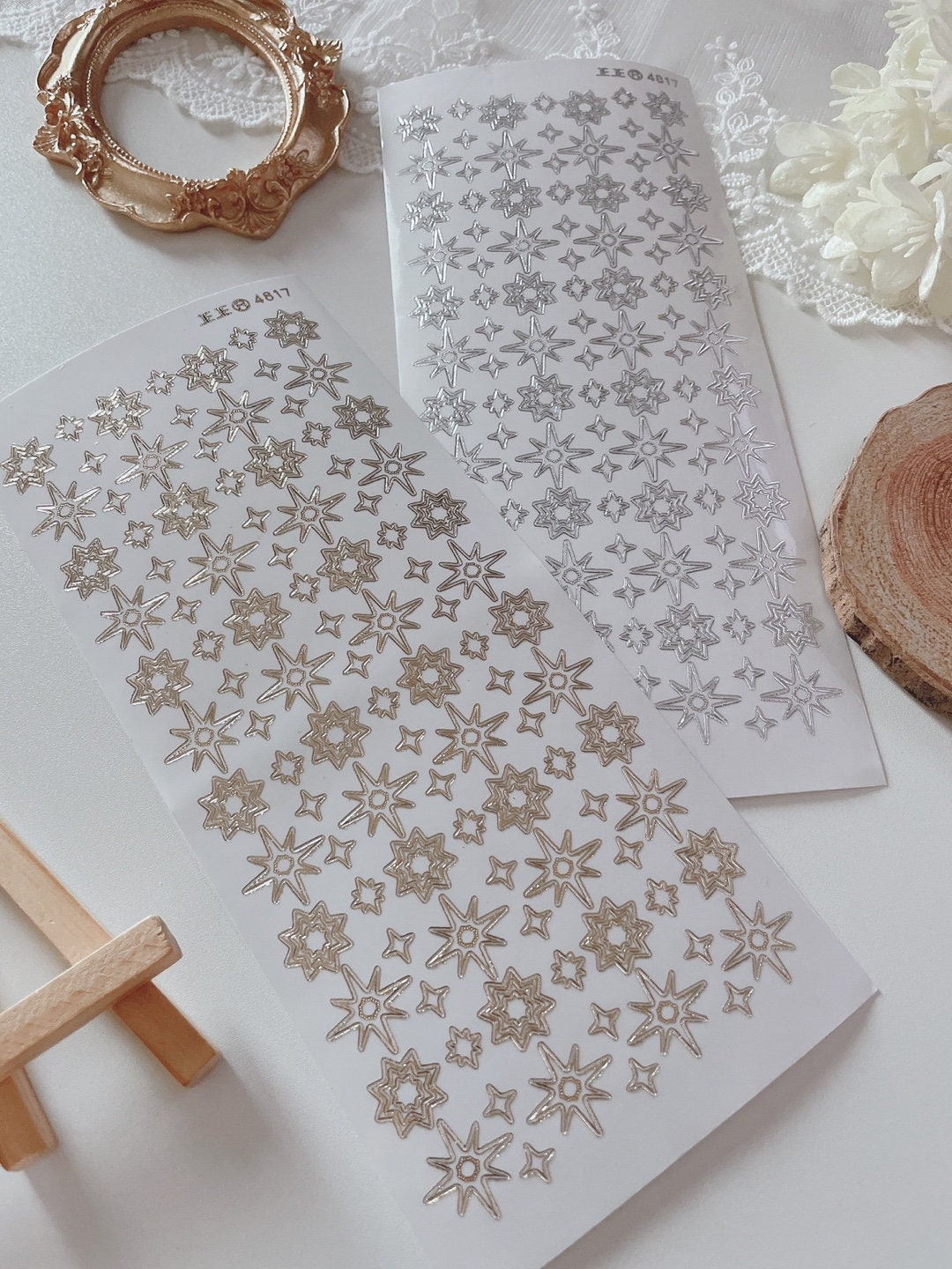 Star Stickers L Set of Two Sheets L Gold and Silver L Two Variations - Etsy