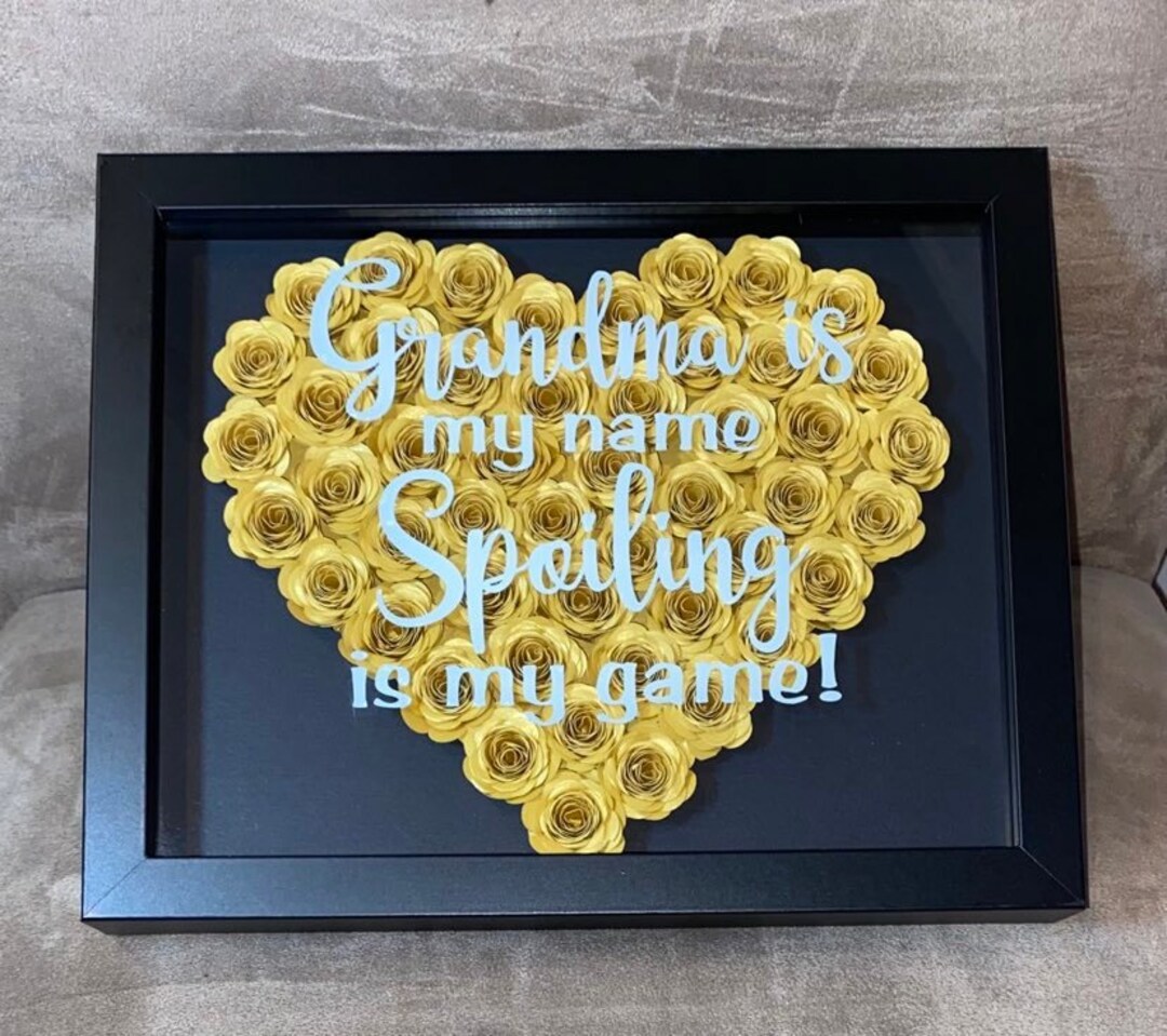 Grandma, Grandmother, 8 X 10 Shadow Box, Gift, Gold Roses Shadow Box