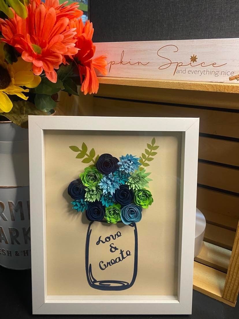 Rose Shadow Box 8 X 10 Shadow Box Paper Flowers Personalized Mother's