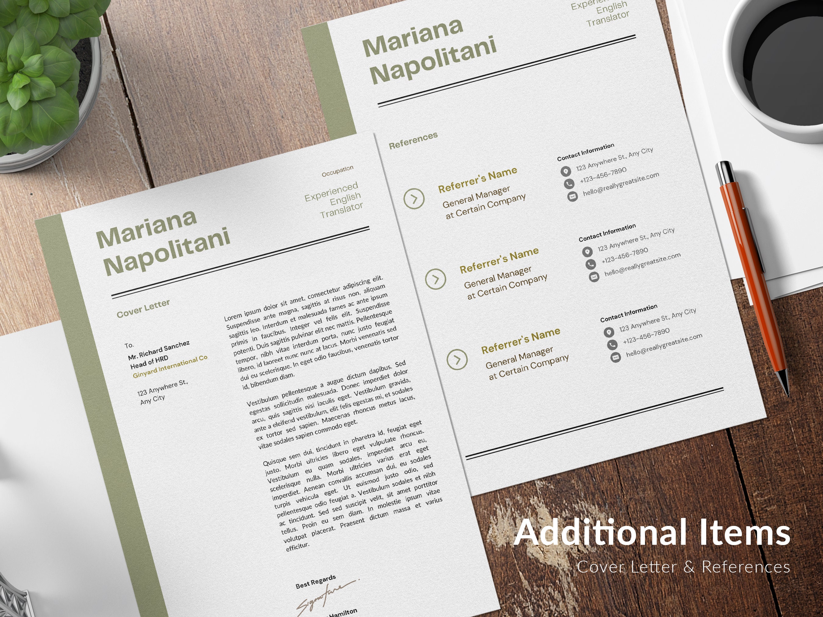 CV Template, Canva Profesional Template, Professional Resume ATS Canva