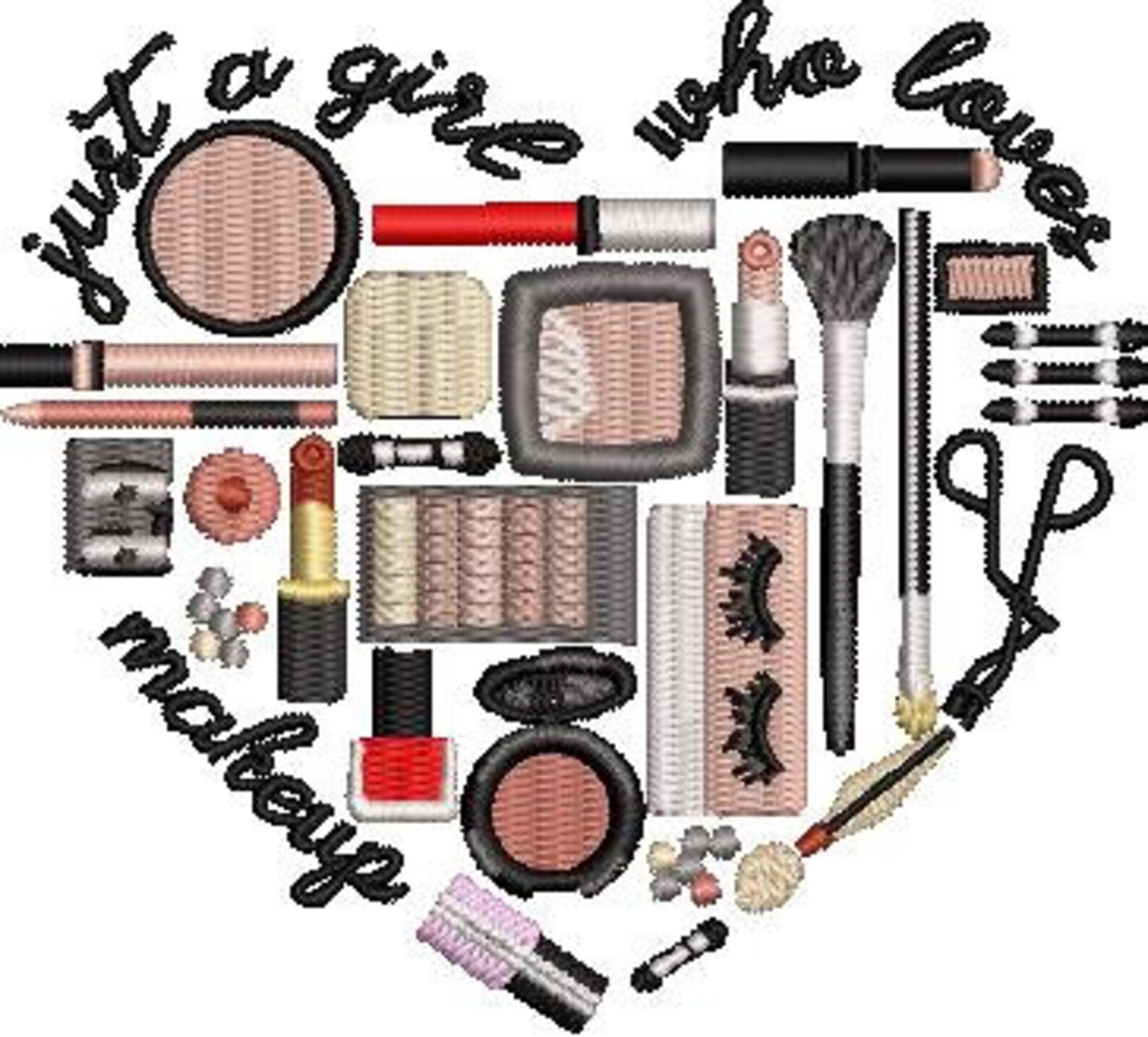 Makeup Heart Embroidery Pattern Etsy