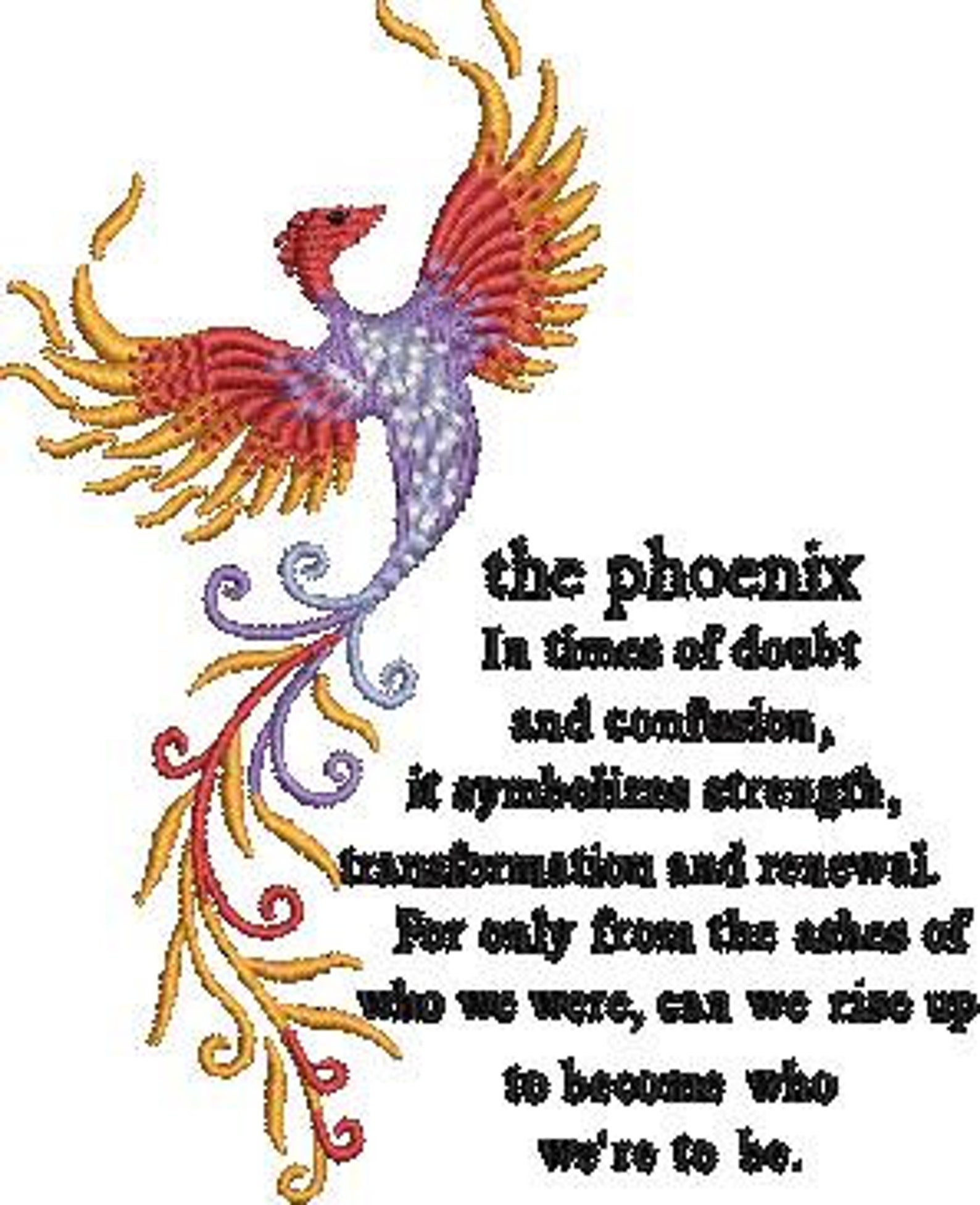 The Phoenix Embroidery Pattern Etsy