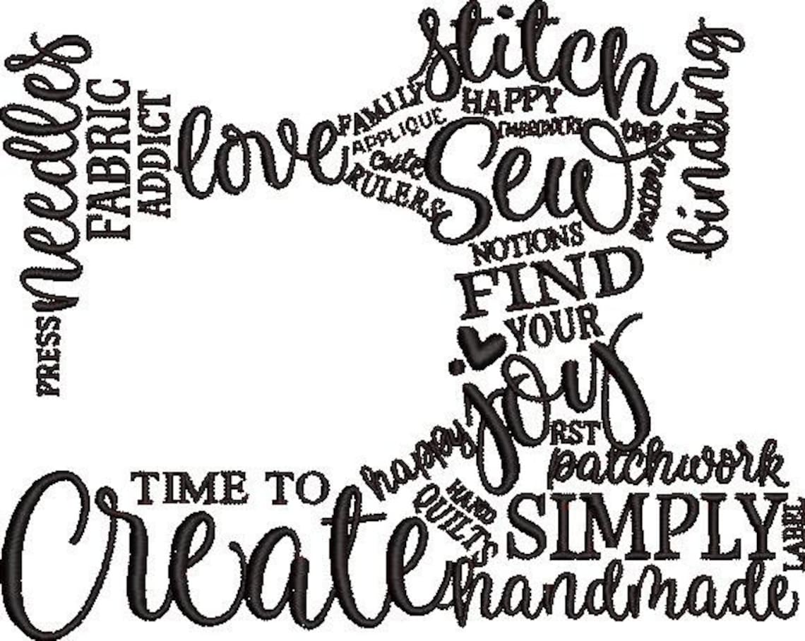Sewing Machine Embroidery Design Machine Embroidery Word Art Etsy