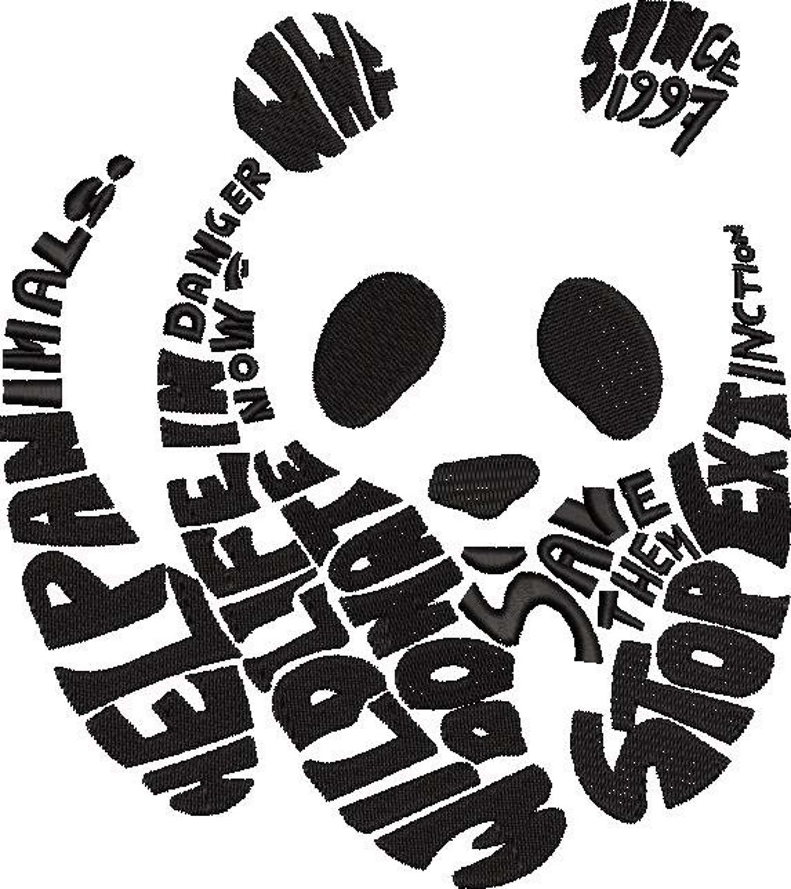 Panda Wordart Embroidery | Etsy