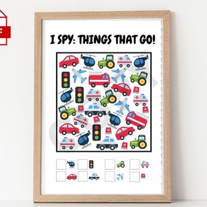 I Spy Transportation Printable Kids Activity, I Spy Printables, Car ...