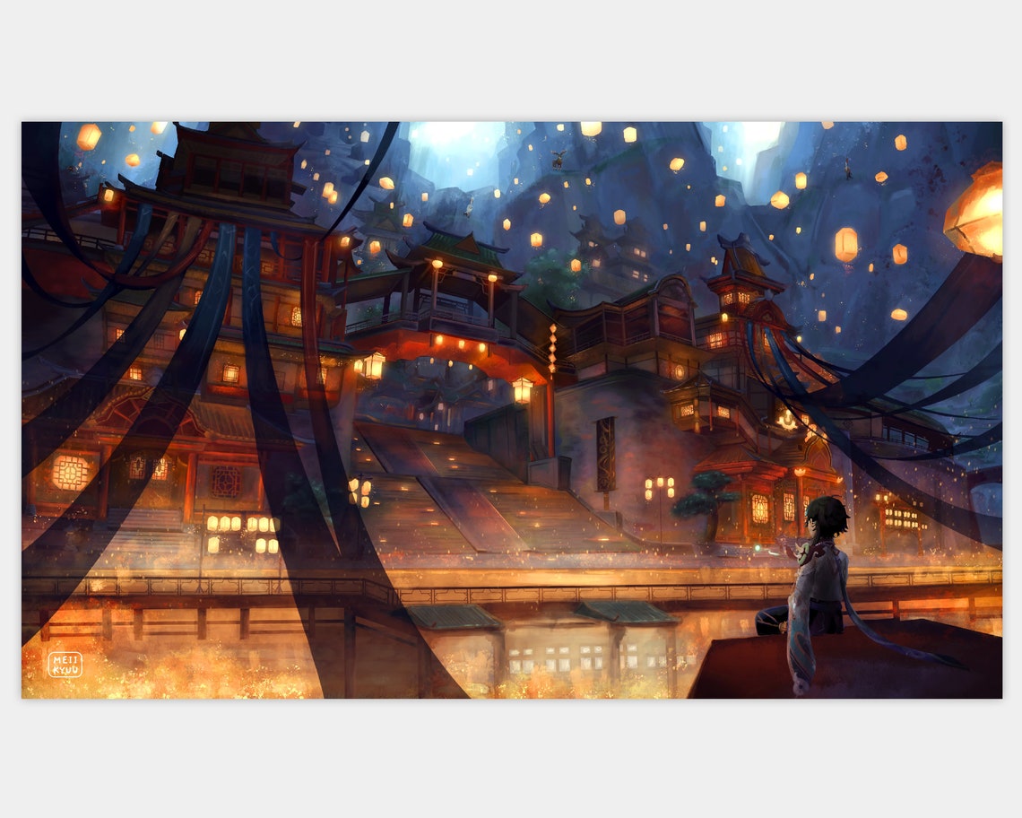 Genshin Impact Liyue Lantern Rite Art Print Poster 10x17 - Etsy