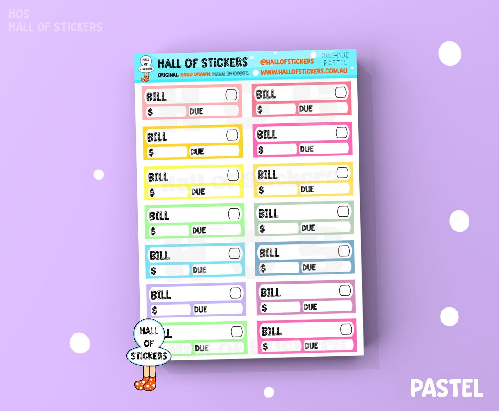 Bill Due Pay Bills Reminder Rainbow Pastel Neutral Plain Etsy