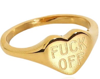 18 K Gold Plated F**k Off Ring