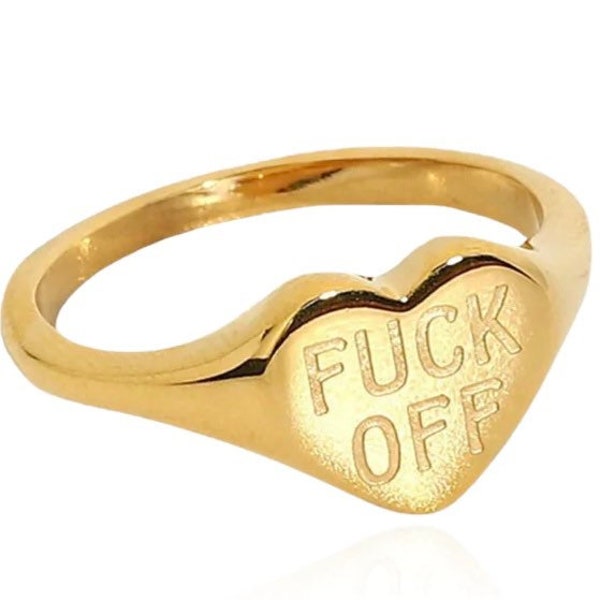 18 K Gold Plated F**k Off Ring