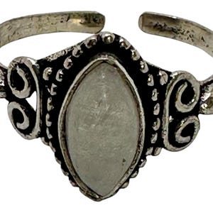 Silver Marquise Ring with Moonstone