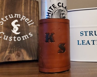 Personalized Leather Can Sleeve