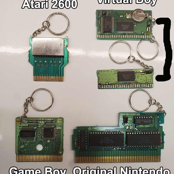 Retro Video Game PCB Keychains (Nintendo, Virtual Boy, Game Boy, Atari 2600)