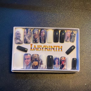 Vollständiger Satz von Acrylnägeln … (inspiriert) LABYRINTH David Bowie …. beliebiger Form und Länge