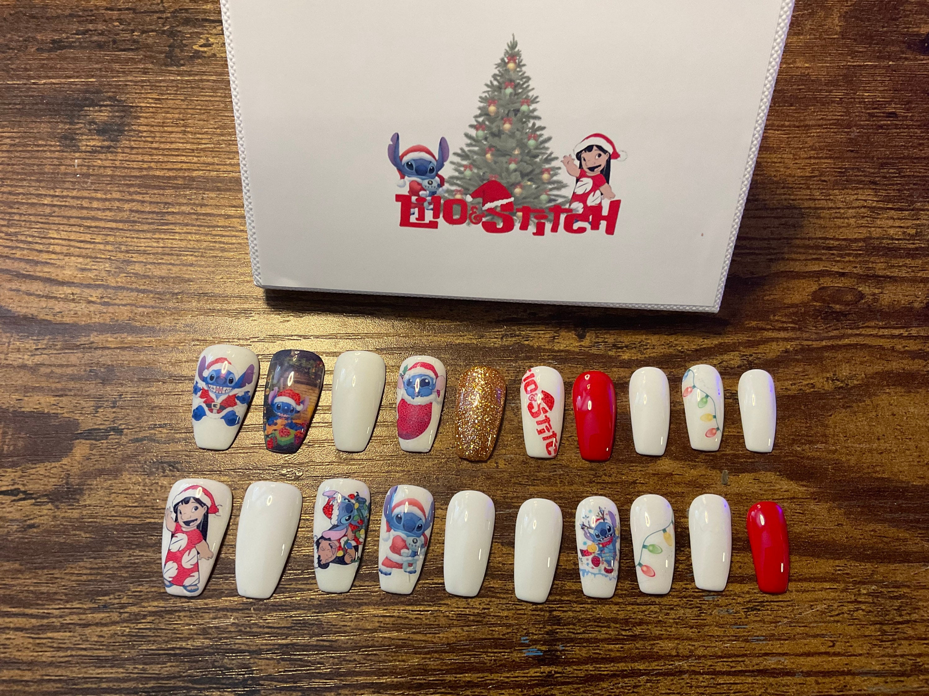 Juego completo de uñas acrílicas..... Navidad LILO Y - Etsy México