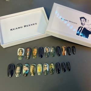 Full set of 20x nails gel…..  inspired KEANU REEVES