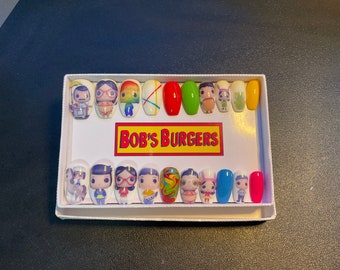 Full set of acrylic nails….. (inspired) FUNKO pop! BOBS BURGERS…..any shape and length