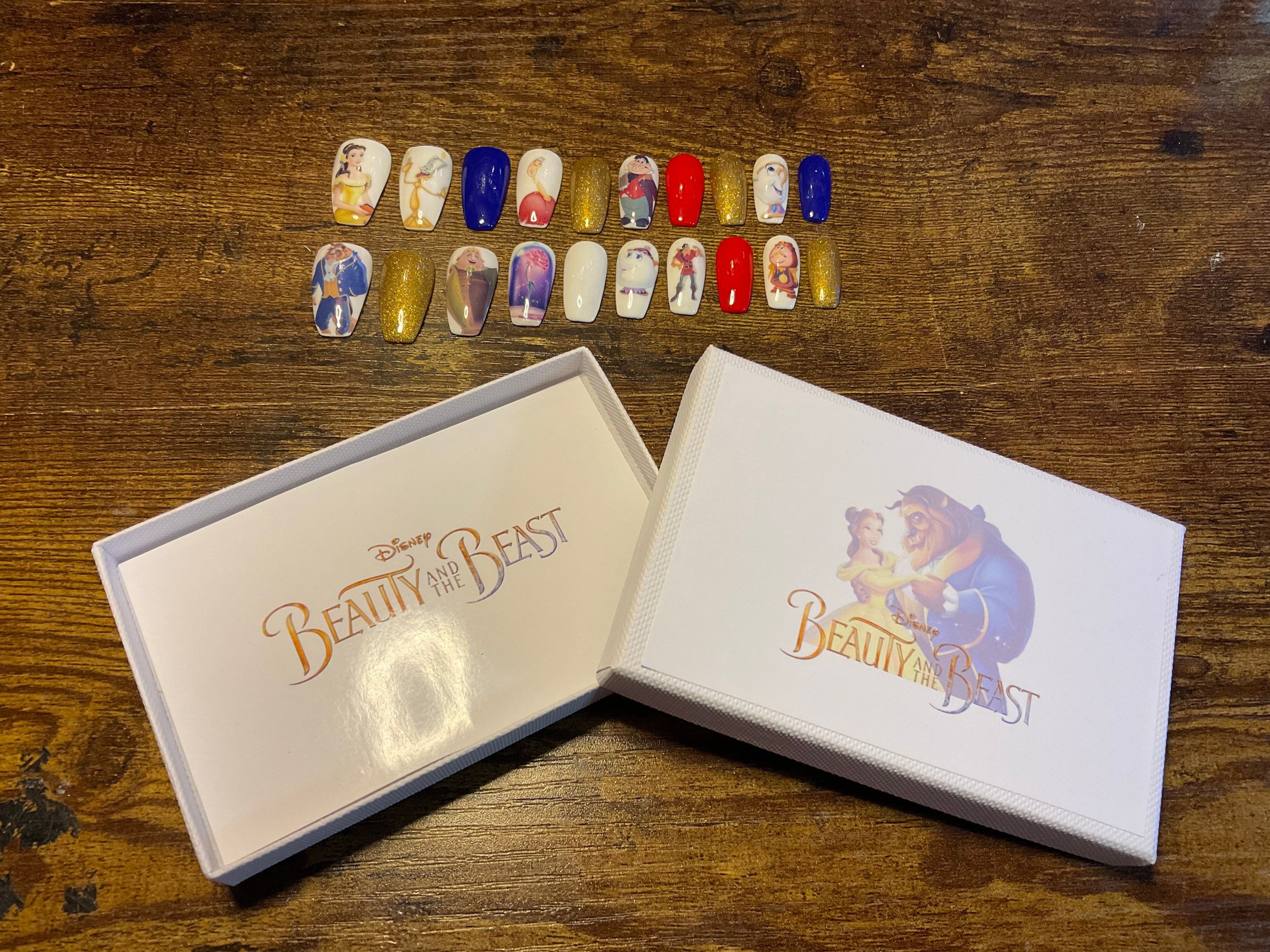 Full Set of Acrylic Nails.. Disney Inspired BEAUTY & THE - Etsy