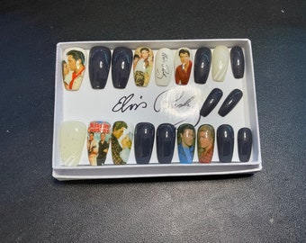 Full set of acrylic nails…..  inspired elvis Presley film. KISSIN COUSINS