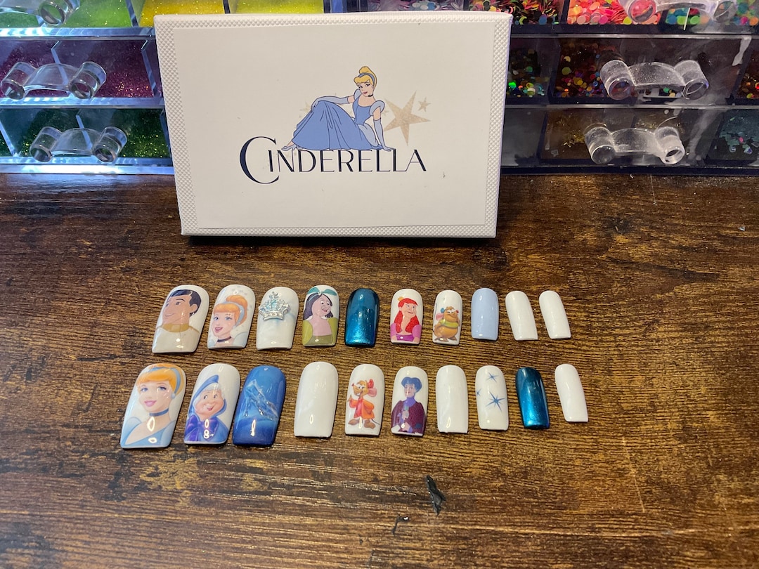 Full Set of Acrylic Nails.. DISNEY CINDERELLA.. inspired Any Shape and Length - Etsy