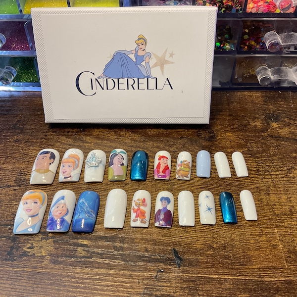 Full set of 20x nails gel….. DISNEY CINDERELLA.. (inspired)… any shape and length