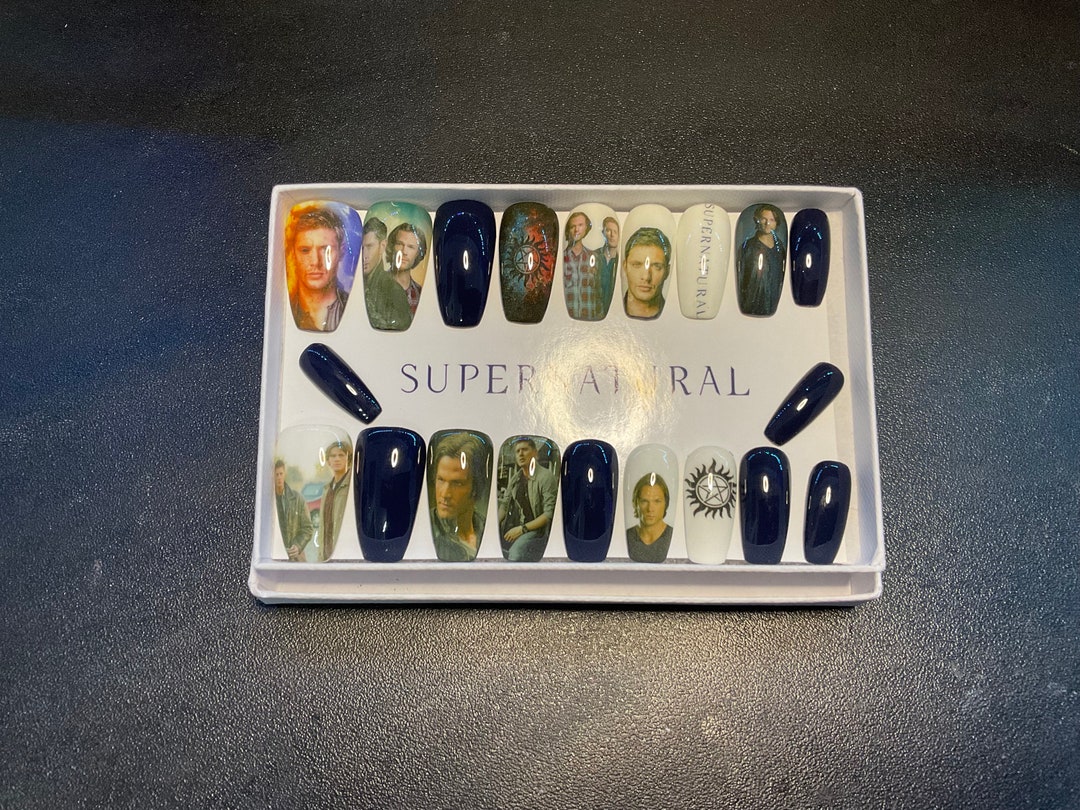 Full Set of Acrylic Nails.. Inspired SUPERNATURAL Sam & Dean Winchester