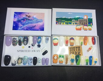 Full set of acrylic nails…..  joblot/bundle 2x television designs