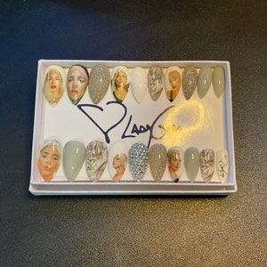 Full set of 20x nails gel….. (inspired) LADY GAGA…. any shape and length