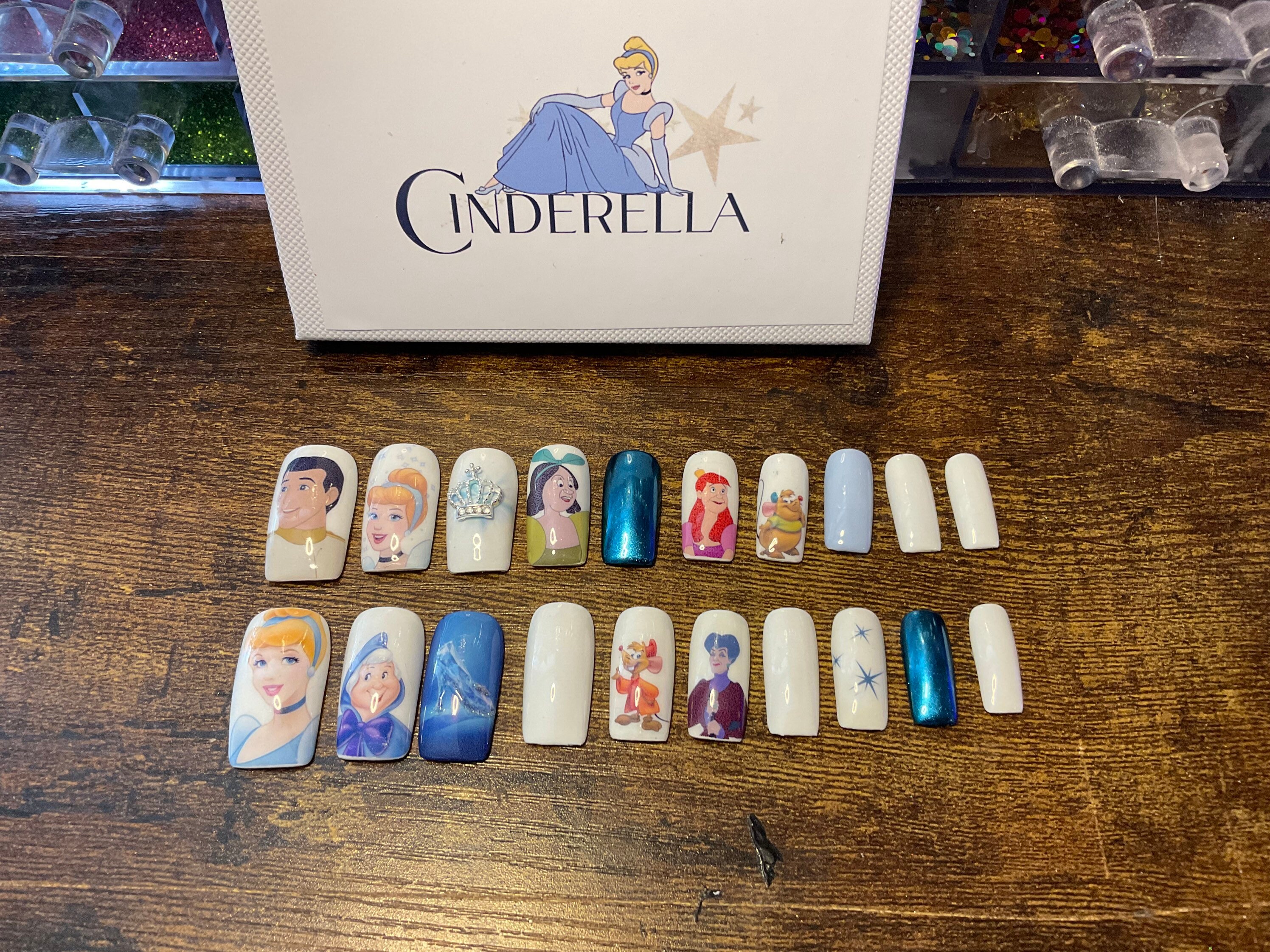 Full Set of Acrylic Nails.. DISNEY CINDERELLA.. inspired - Etsy