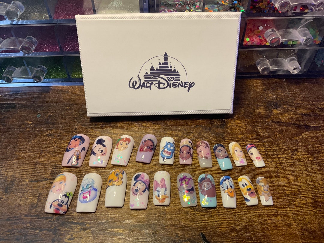 Full Set of Acrylic Nails.. Inspired DISNEY Faces.any Shape and Length - Etsy