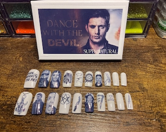 Full set of 20x nails gel….. (Inspired) SUPERNATURAL dean…..any shape and length