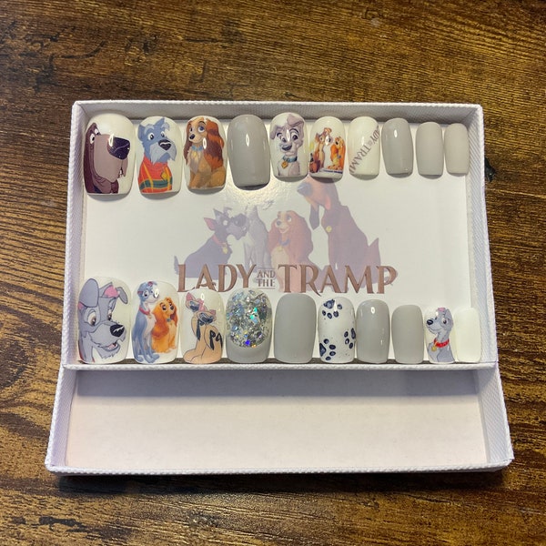 Full set of 20x nails gel….. DISNEY… Lady and the tramp (inspired) any shape and length