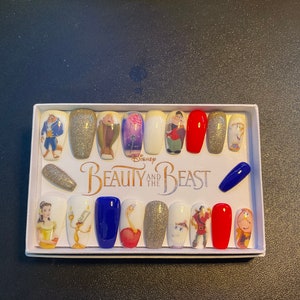 Full set of acrylic nails….. Disney inspired BEAUTY & THE BEAST …..   any shape and length