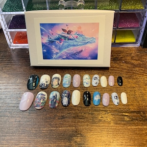 Full set of 20x nails gel….. SPIRITED AWAY …..any shape and length